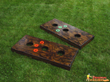 I'm not sure what's more beautiful, Geoff's thick green grass or these stained wood Washer Boards.